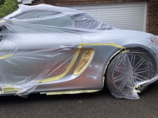 Porsche Boxster prepared and ready for Spraying