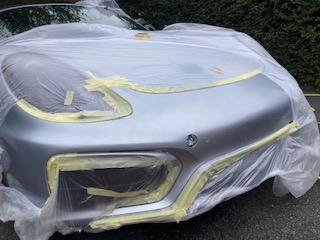 Porsche Boxster Front Bumper Prepared and ready for Spraying